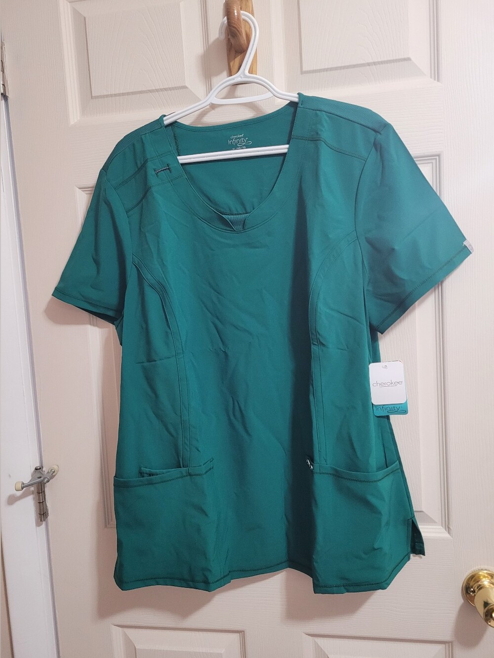 Cherokee Infinity Women's Teal Utility Scrub Top